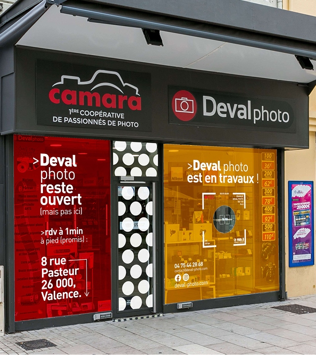 Design de vitrophanie pour Deval Photo - un projet de création graphique by Le point D