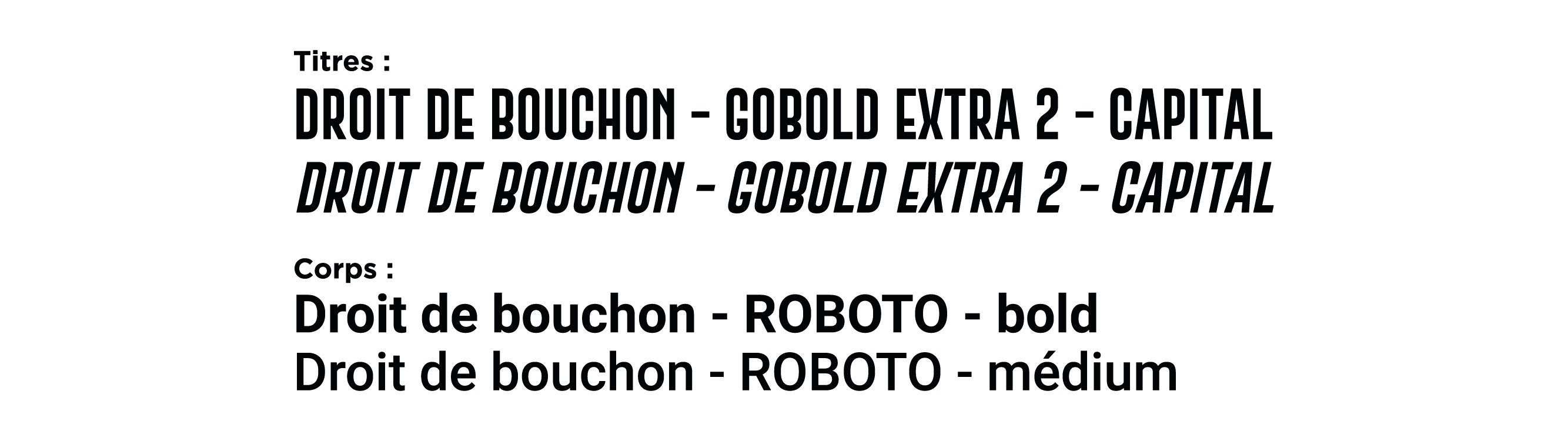 Typographie utilisée dans le projet