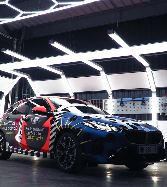 Design de covering appliqué sue une voiture BMW - by Le point D