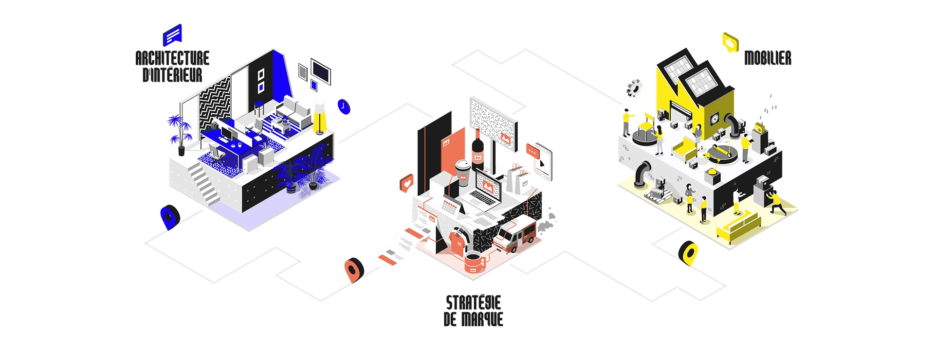 Illustration Le point D - nos trois métiers