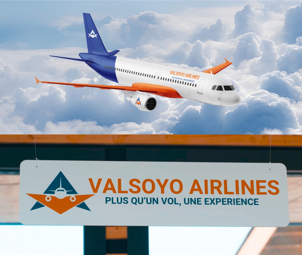 Application de l'identité visuelle sur un concept de covering d'avion